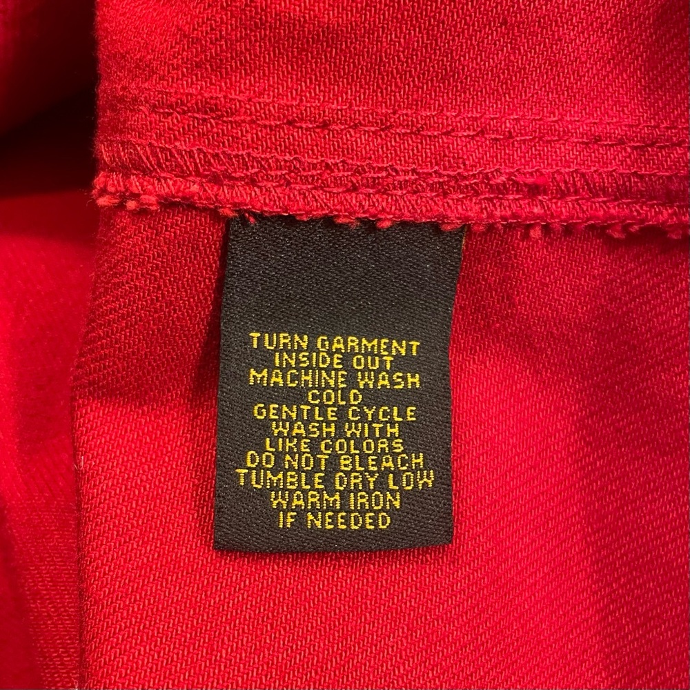 LRL Lauren Jeans Co Red Denim Jacket with Turn-Lock Buttons - Picture 11 of 11